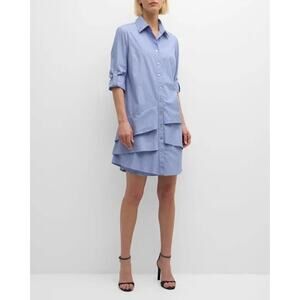 Finley Jenna Long-Sleeve Ruffle-Tiered Stripe Shirtdress NEW Small Summer Casual